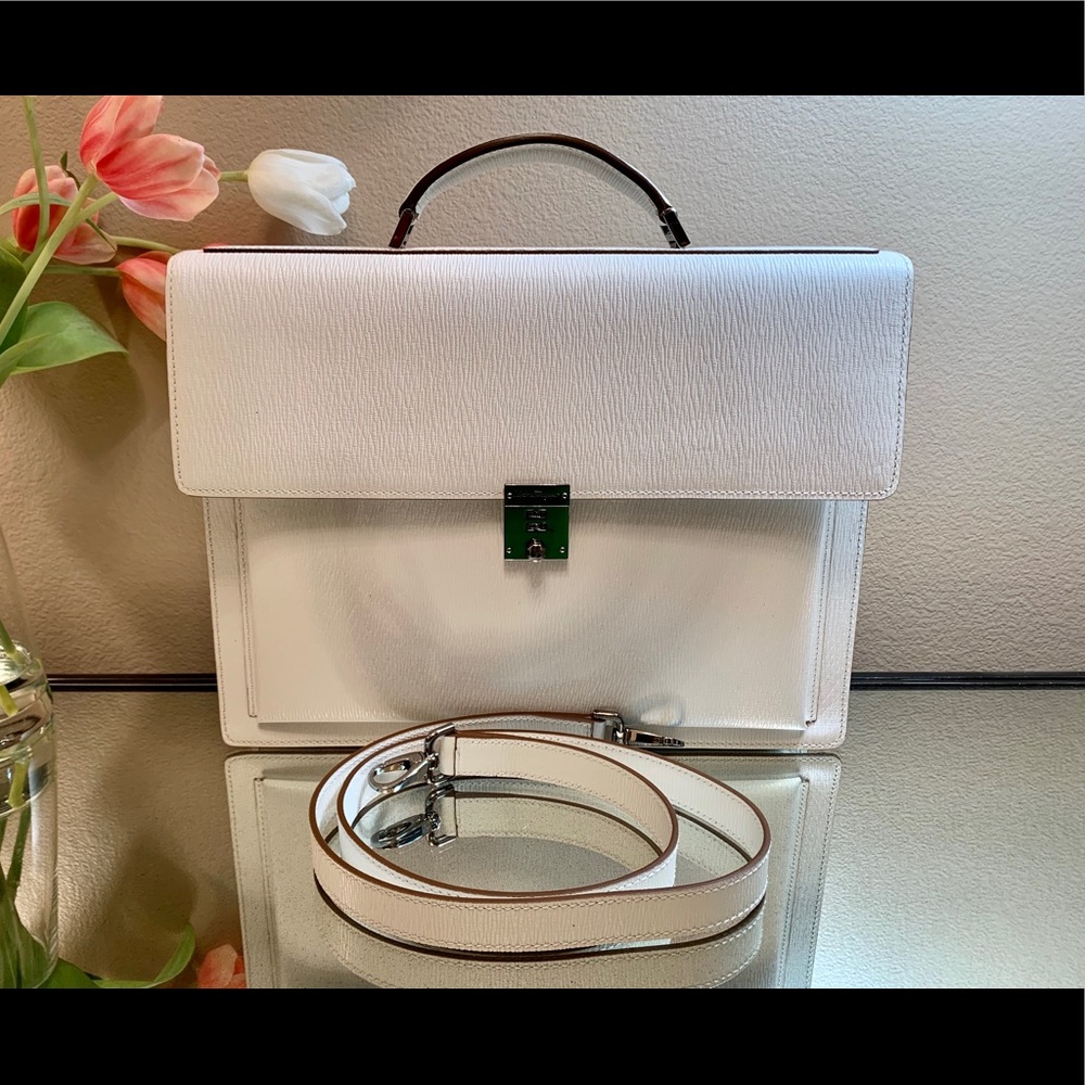 Salvatore Ferragamo Rare Revival Briefcase White